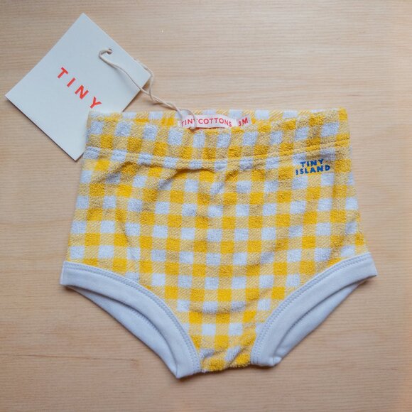 NWT Tiny Cottons 3m yellow gingham terry bloomers - Picture 1 of 1